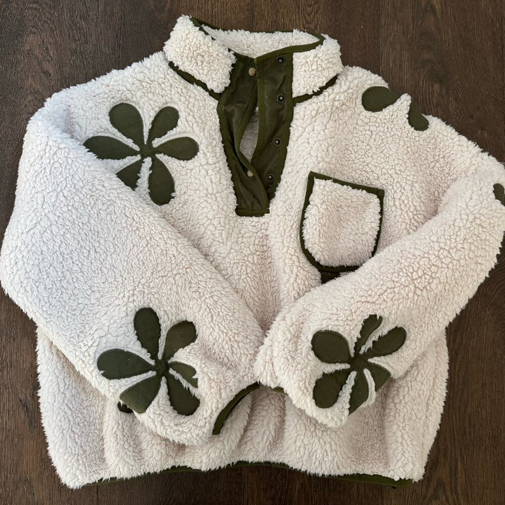 THE GREAT. White and Green Floral Jacket - Picture 4 of 7